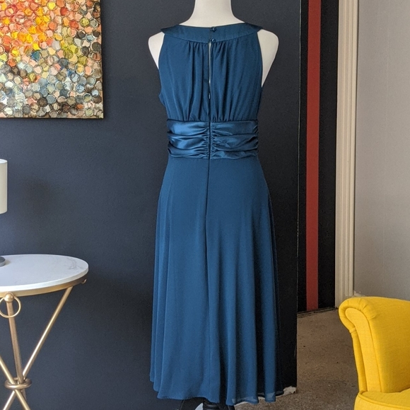 Connected Apparel teal chiffon dress - Picture 3 of 8